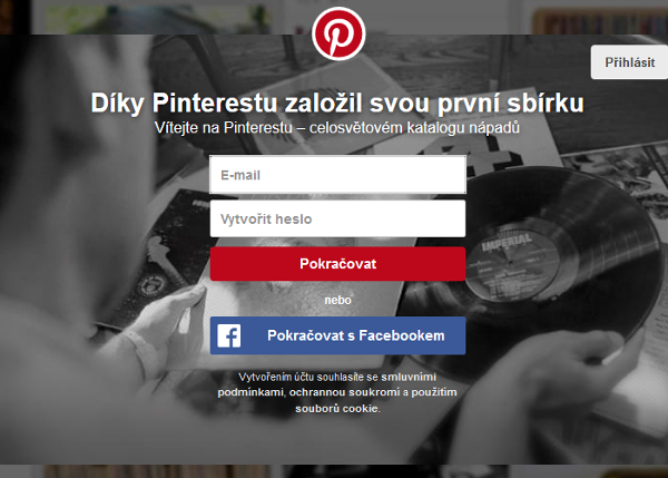 Přihlášení do Pinterestu